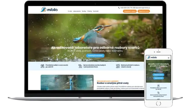 Webové stránky pro laboratoře Mibila